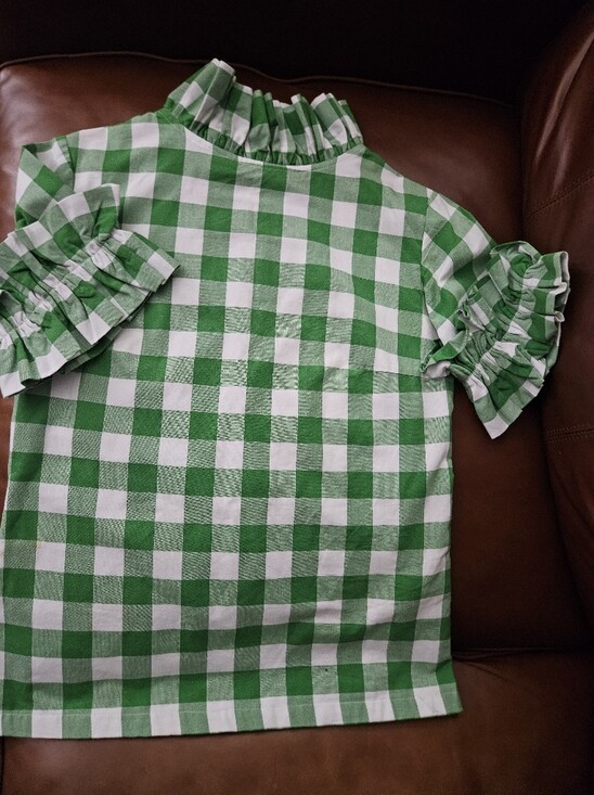 Elizabeth Wilson Tops - Elizabeth Wilson Top Ruffles Green White Adorable! Xs